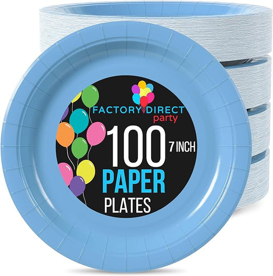 7 In. Light Blue Paper Plates | Case of 1000