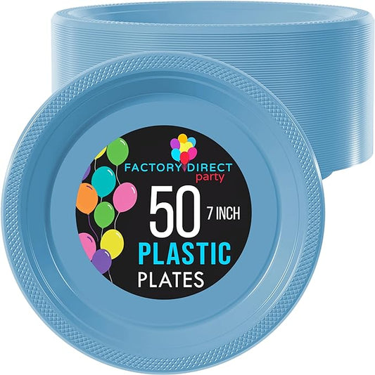 7 In. Light Blue Plastic Plates | Case of 600