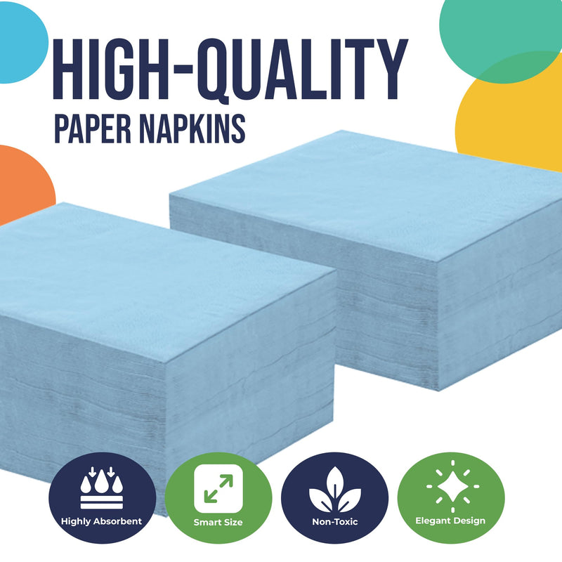 Light Blue Beverage Napkins -100 Ct..