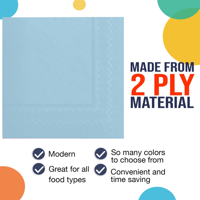 Light Blue Beverage Napkins -100 Ct..