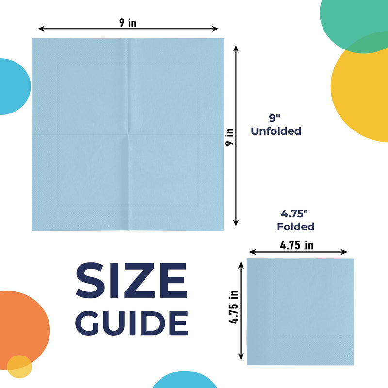 Light Blue Beverage Napkins -100 Ct..