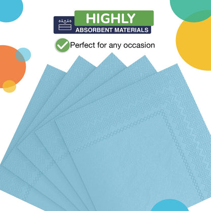 Light Blue Beverage Napkins -100 Ct..