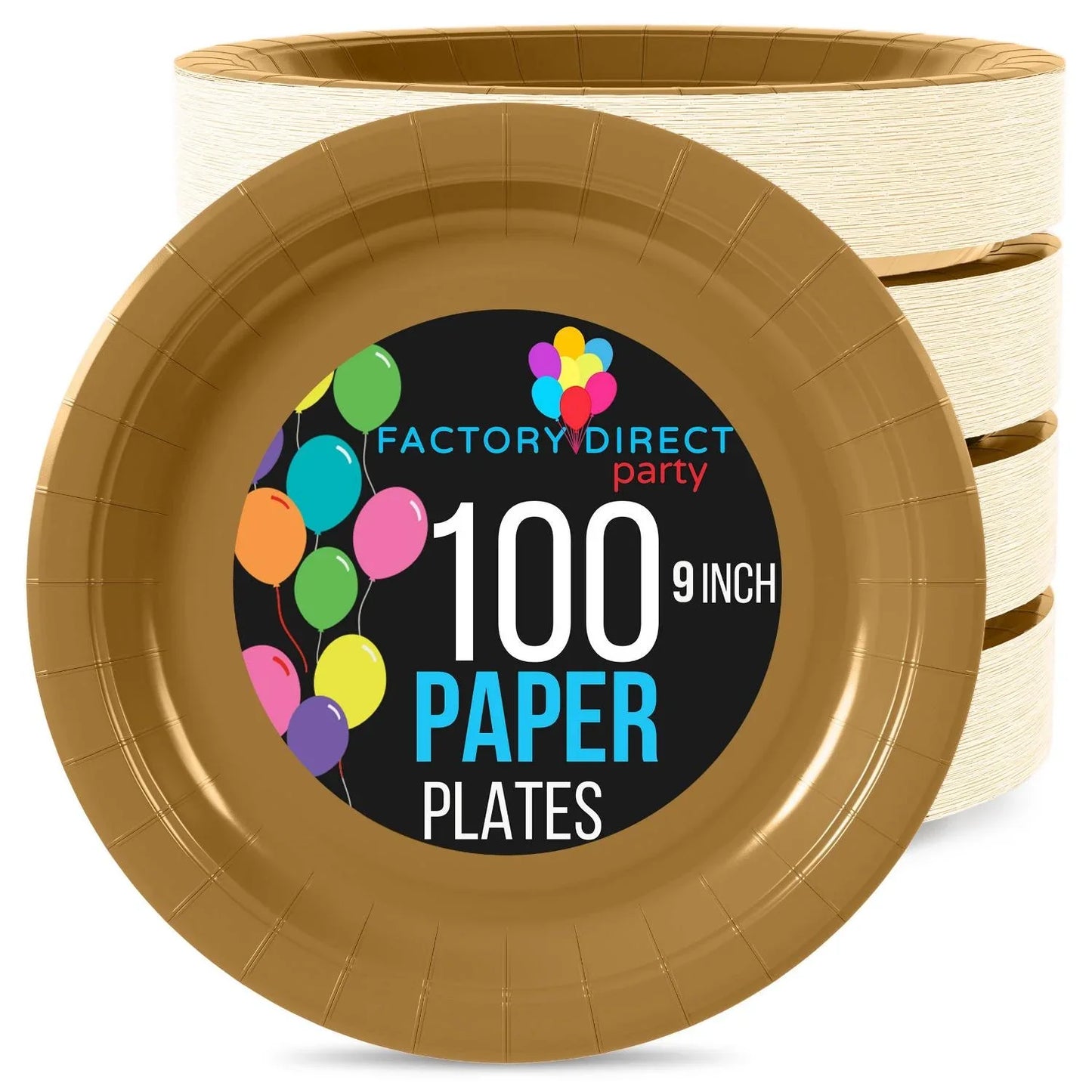 9 In. Gold Paper Plates | Case of 1000