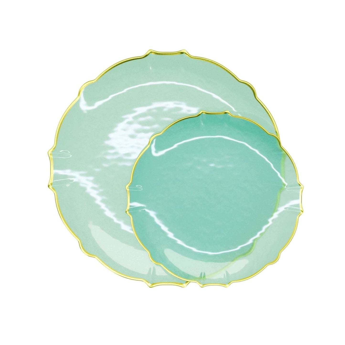 7.5" Mint/Gold Petal Plates 20 Ct.