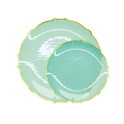 7.5" Mint/Gold Petal Plates 20 Ct.