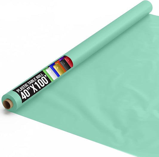 Exquisite Premium Quality Plastic Table Cover Banquet Roll, 40 in X 100 ft - Light Mint