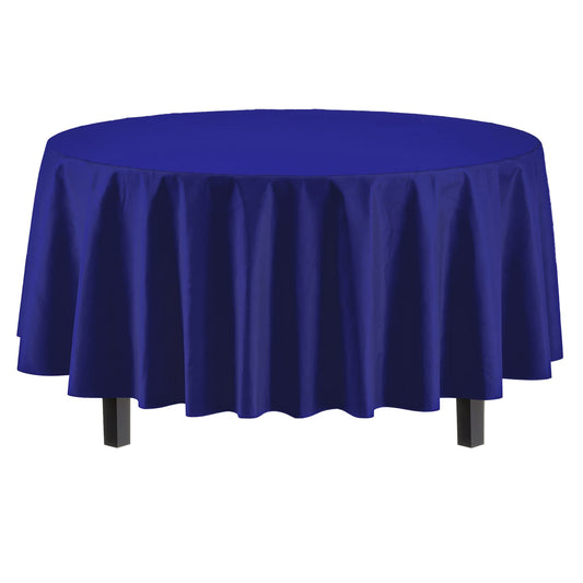 Navy Blue Round Plastic Table Cover | Case of 48