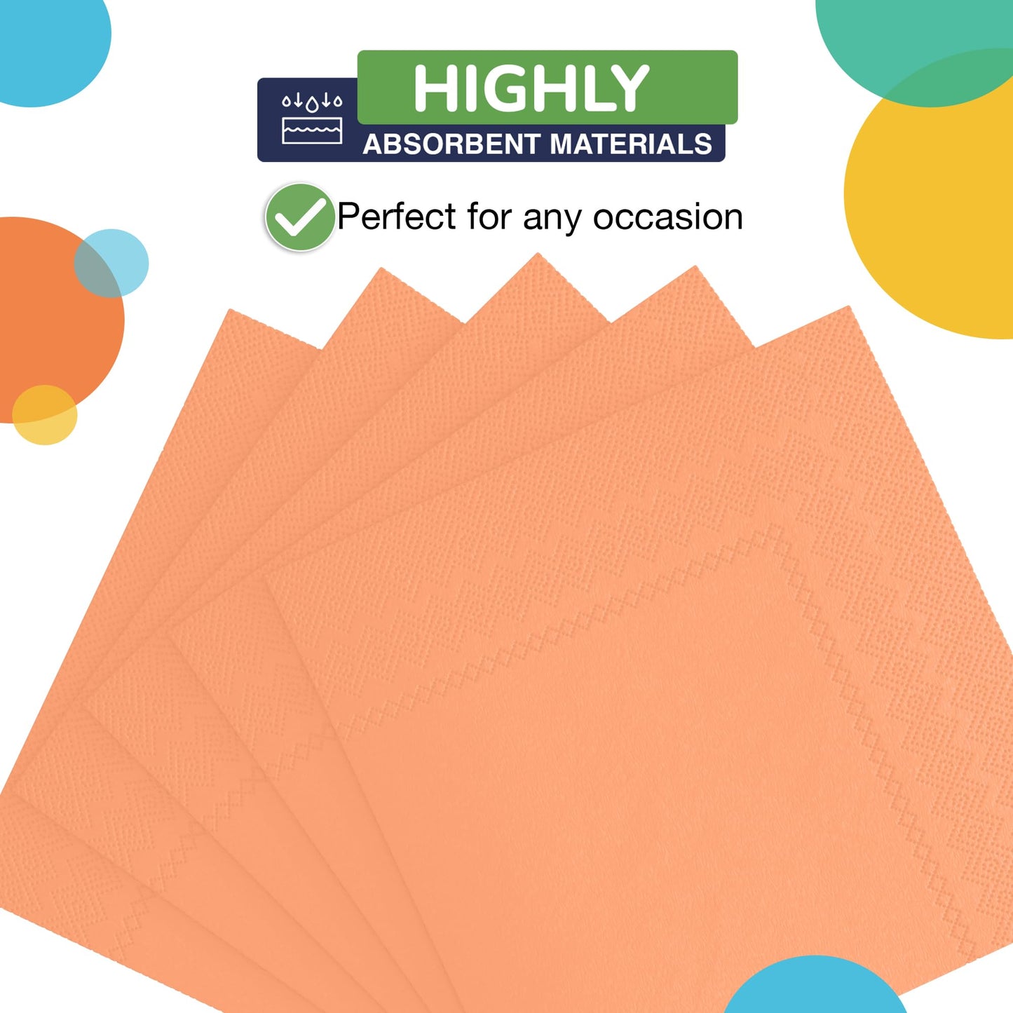 Peach Beverage Napkins - 50 Ct.