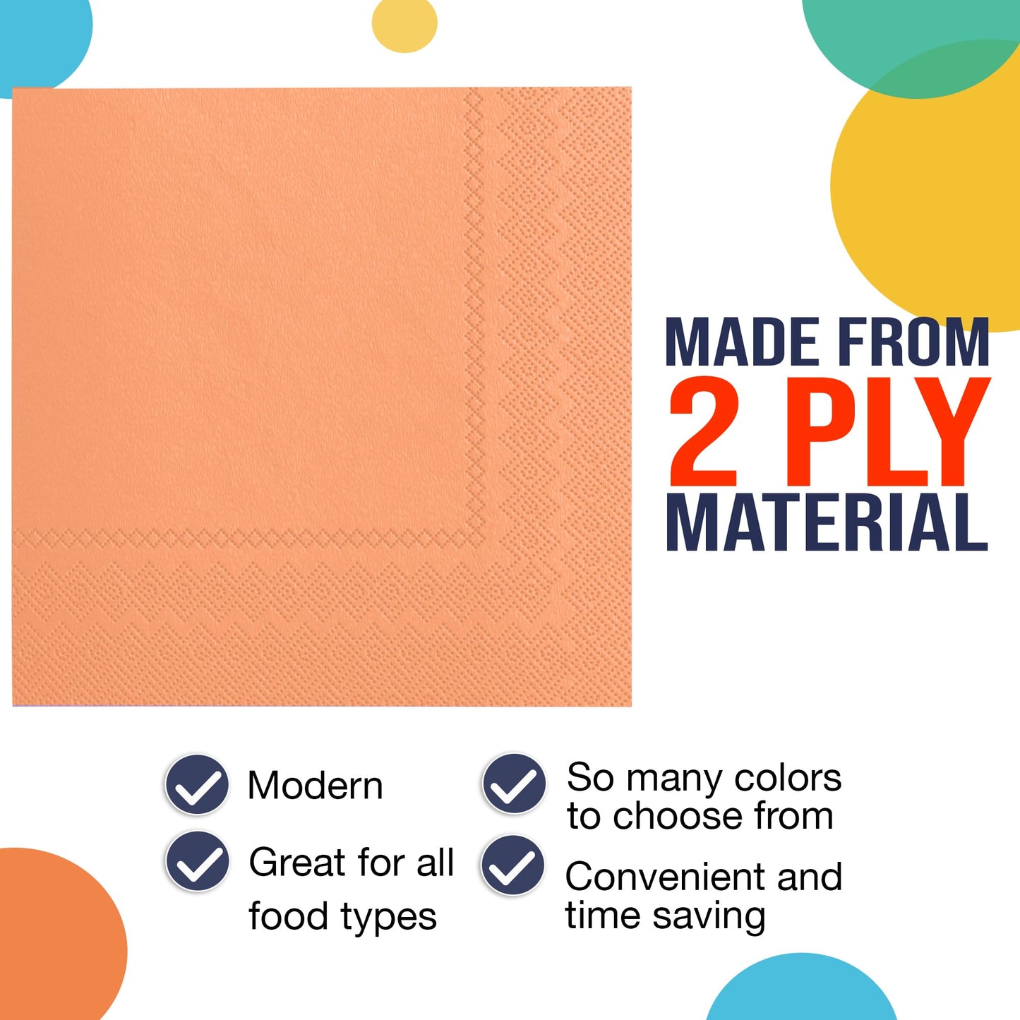 Peach Beverage Napkins - 50 Ct.
