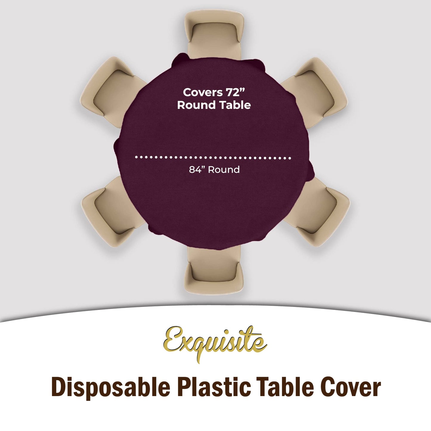 Plum Round Plastic Table Cover | Case of 48