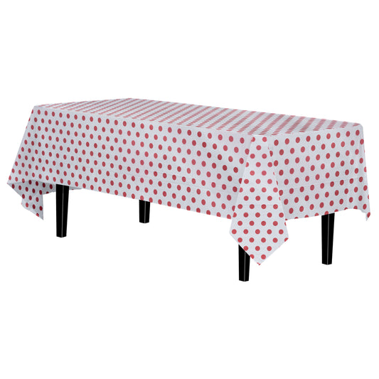 Red Polka Dot Plastic Table Cover | Case of 48