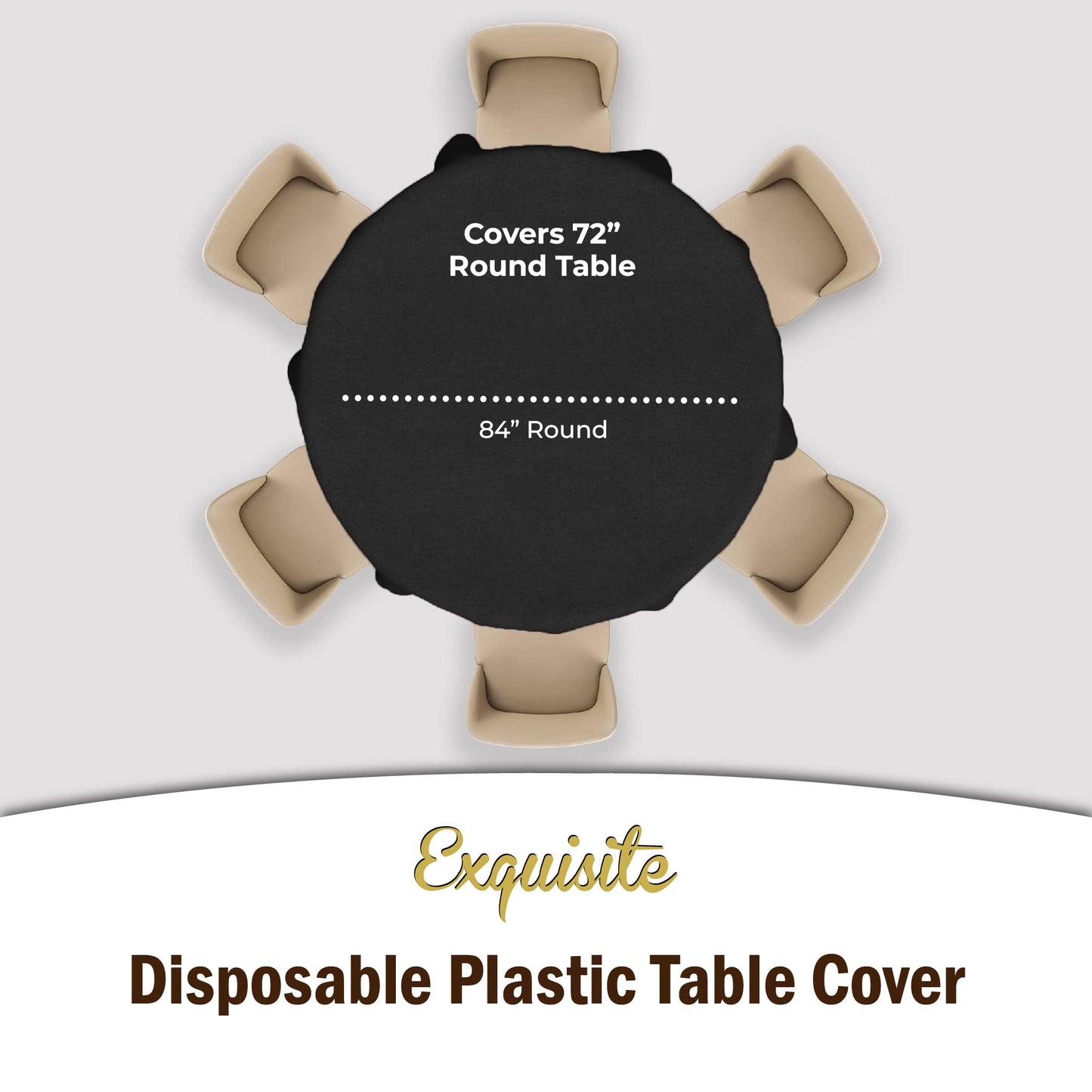 Premium Round Black Table Cover | Case of 96