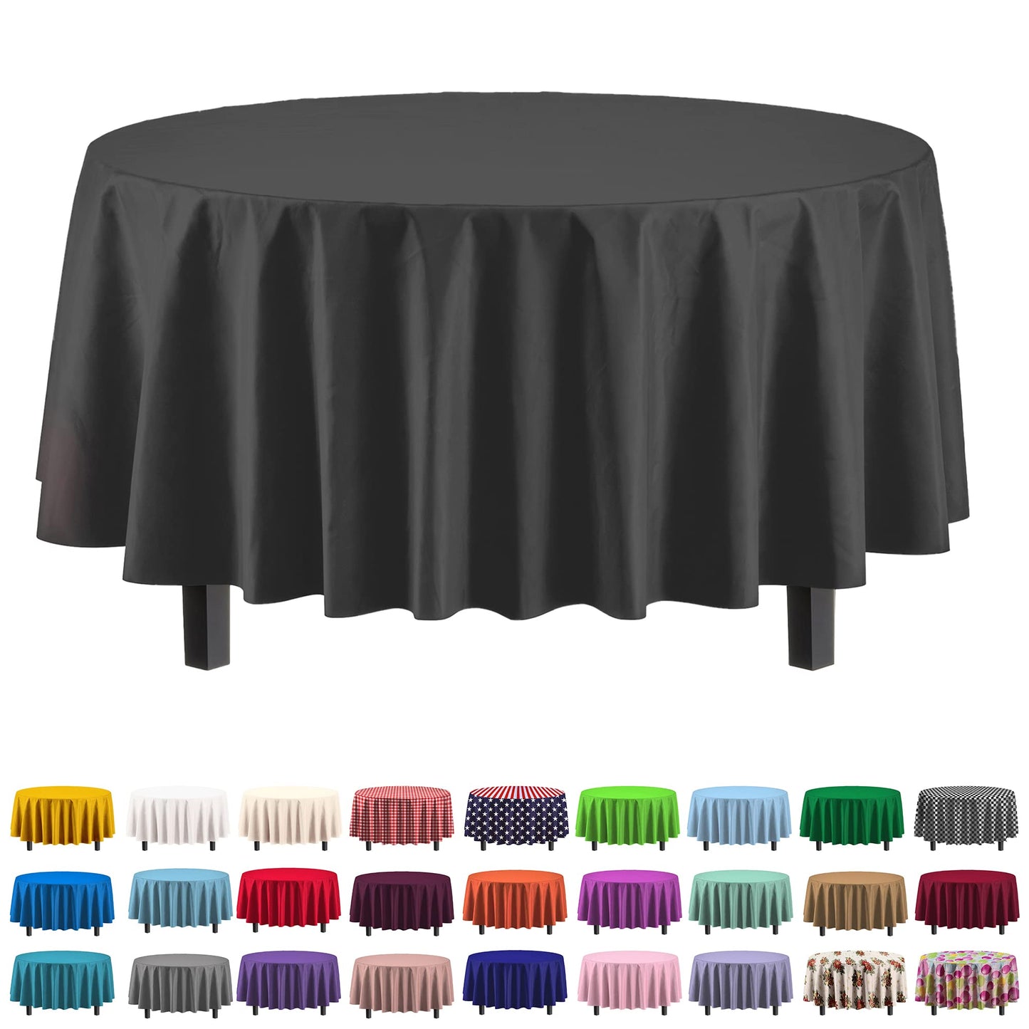 Premium Round Black Table Cover | Case of 96