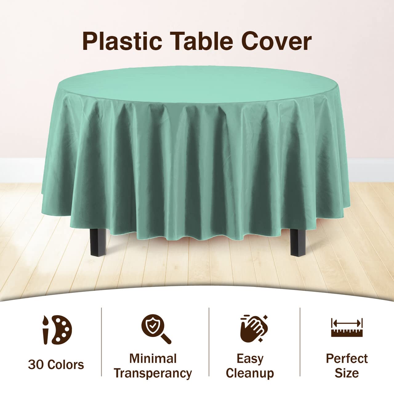 Premium Round Light Mint Table Cover | Case of 96