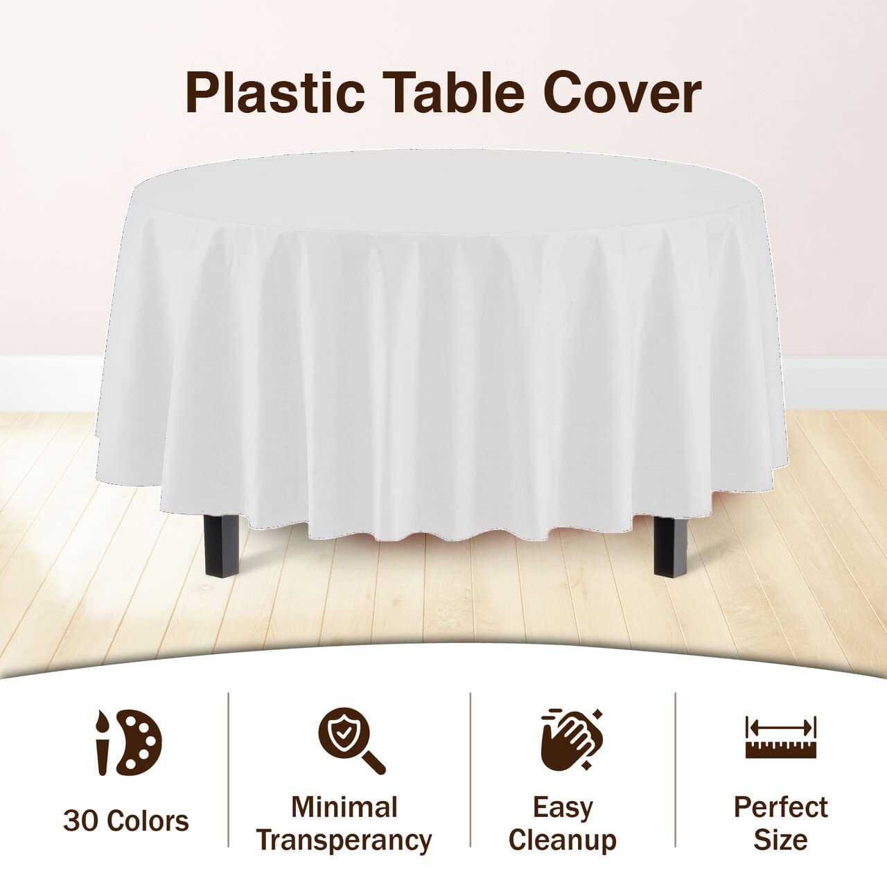 Premium Round White Table Cover | Case of 96