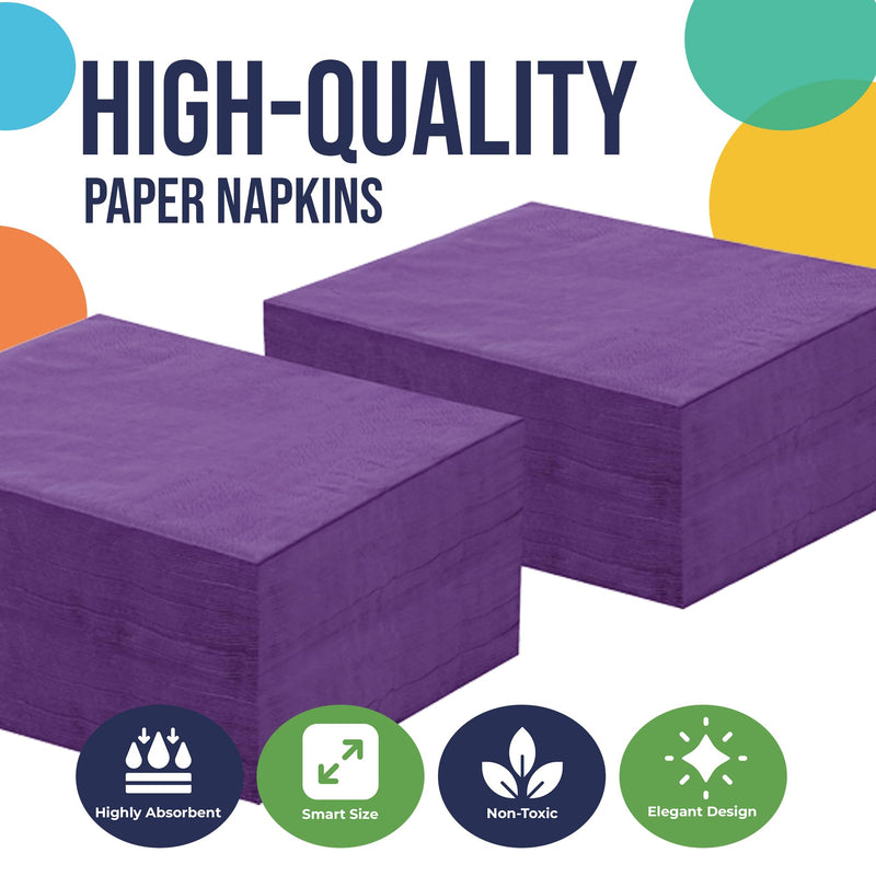 Purple Beverage Napkins -100 Ct..