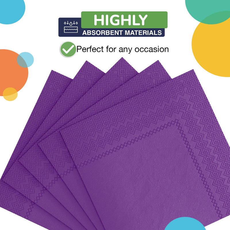 Purple Beverage Napkins -100 Ct..