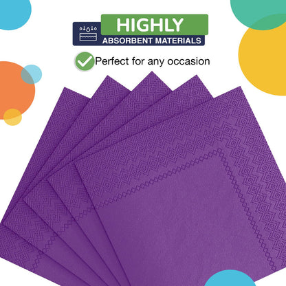 Purple Beverage Napkins -100 Ct..