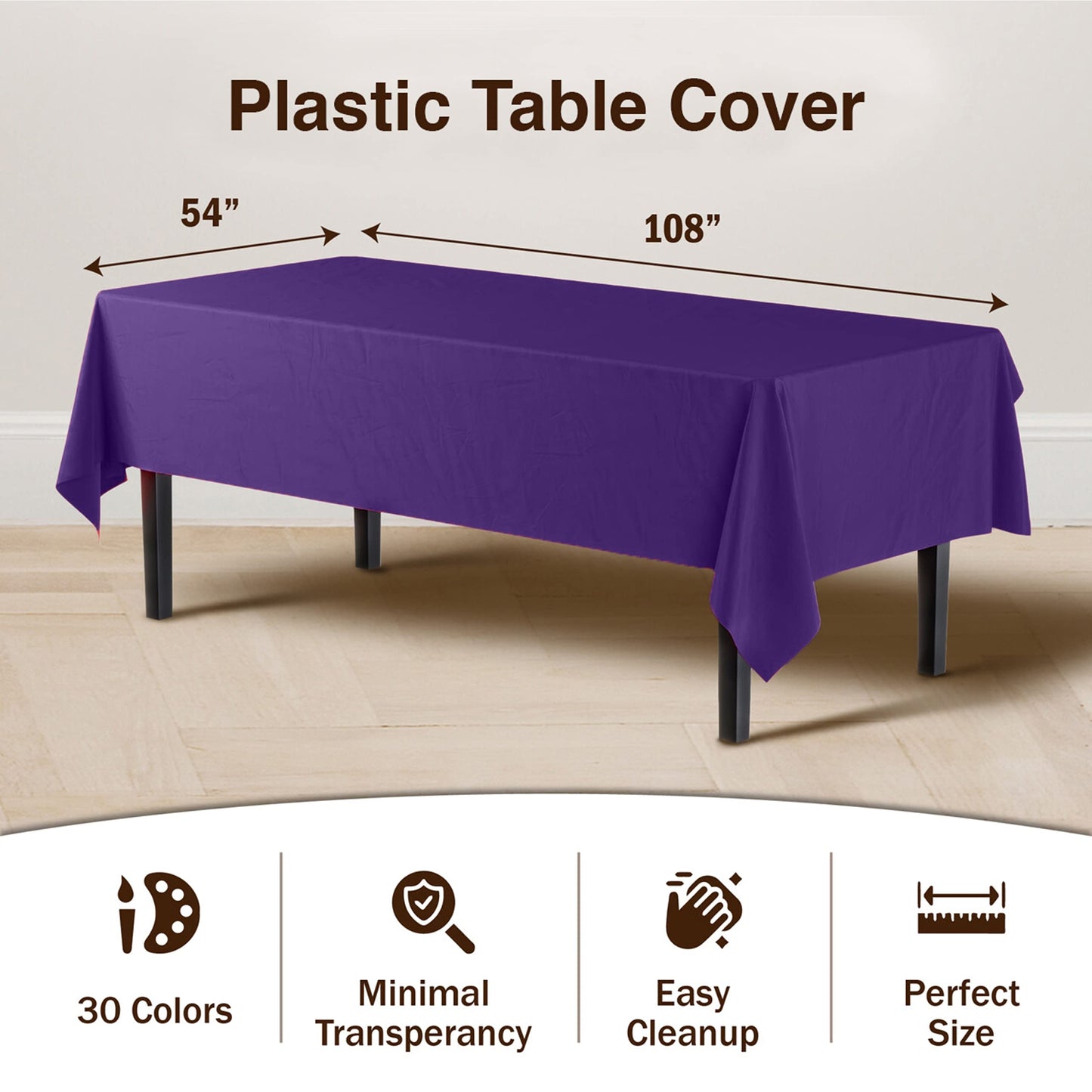 Purple Plastic Table Cover | Case of 48