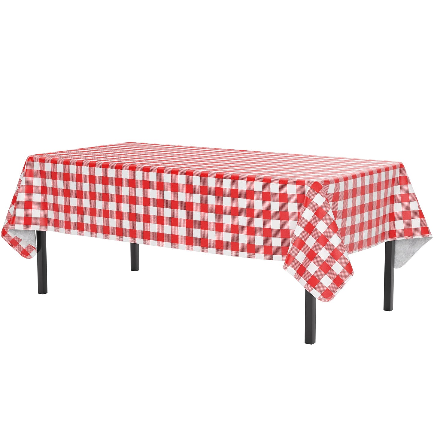 Red Gingham Flannel Backed Table Cover 54 In. x 108 In. | Case of 24