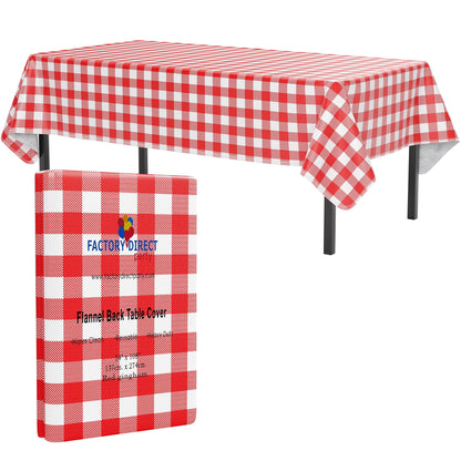 Red Gingham Flannel Backed Table Cover 54 In. x 108 In. | Case of 24