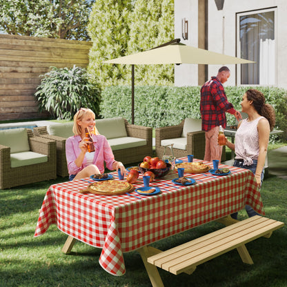 Red Gingham Flannel Backed Table Cover 54 in. x 70 in.
