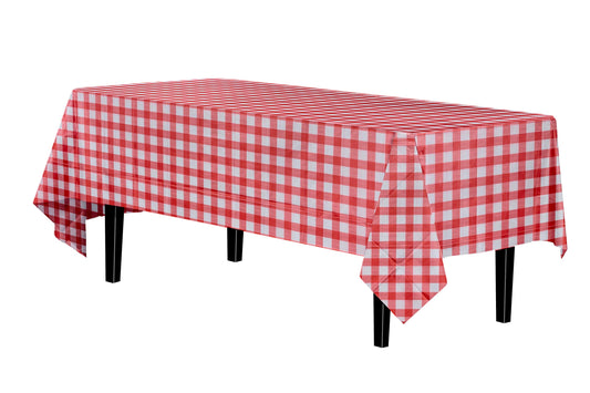 Red Gingham Plastic Table Cover | Case of 48