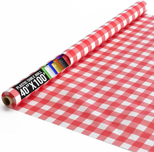 40 In. x 100 Ft. Red Gingham Table Roll | Case of 6