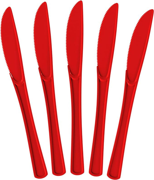 Heavy Duty Red Plastic Knives | Case of 1200