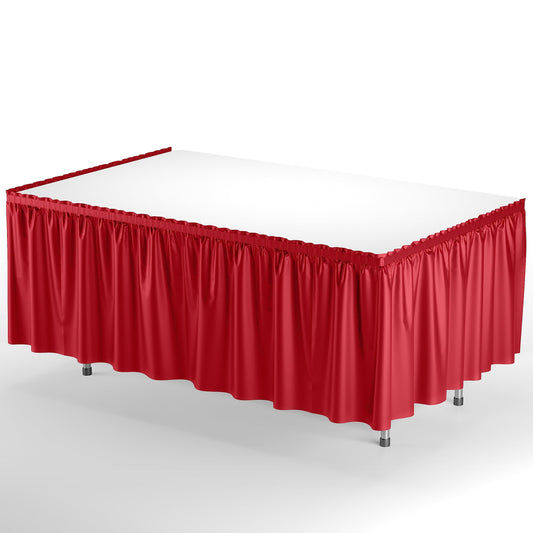 Red Plastic Table Skirt | Case of 48