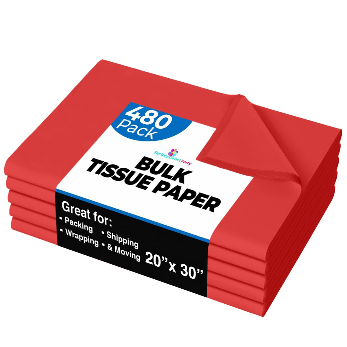 Red Sheetsd Paper 20 In. x 30 In. Red Tissue Paper | 480 Sheets – Crown Display