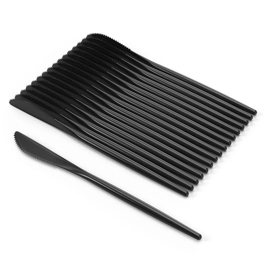 Trendables Gloss Black Plastic Knives - 20 Ct.