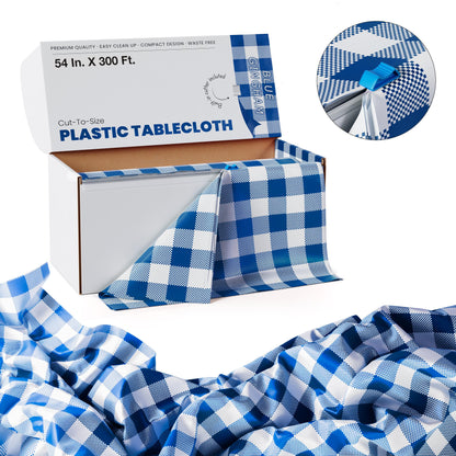 54 In. X 300 Ft. Select A Size Table Cover | Blue Gingham