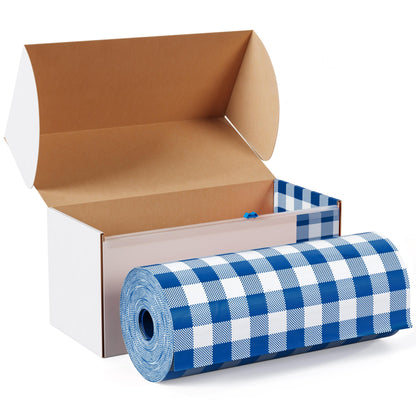 54 In. x 100 Ft. Cut to Size Table Cover  | Blue Gingham | Case of 6