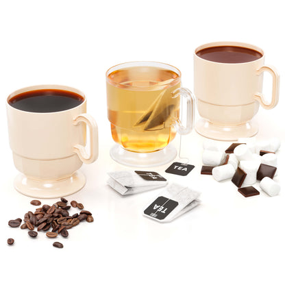 Ivory Glazed Coffee Cup w/ Handle - 8 Ct.