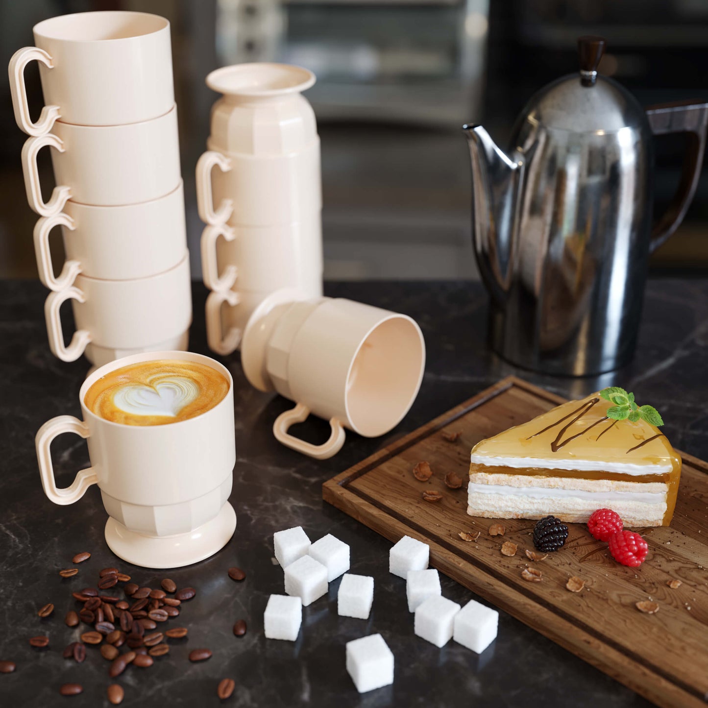 Ivory Glazed Coffee Cup w/ Handle - 8 Ct.