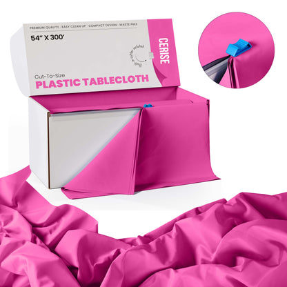 54 In. x 300 Ft. Cut To Size Table Roll  | Cerise | Case of 4