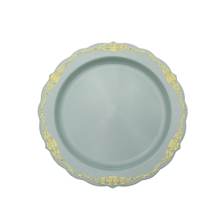 7.5 In. Robin Blue Victorian Design Plastic Plates | 120 Count