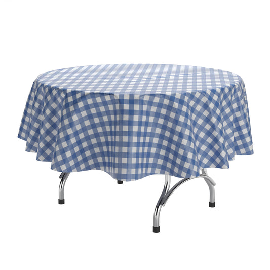 Round Blue Gingham Table Cover | Case of 48