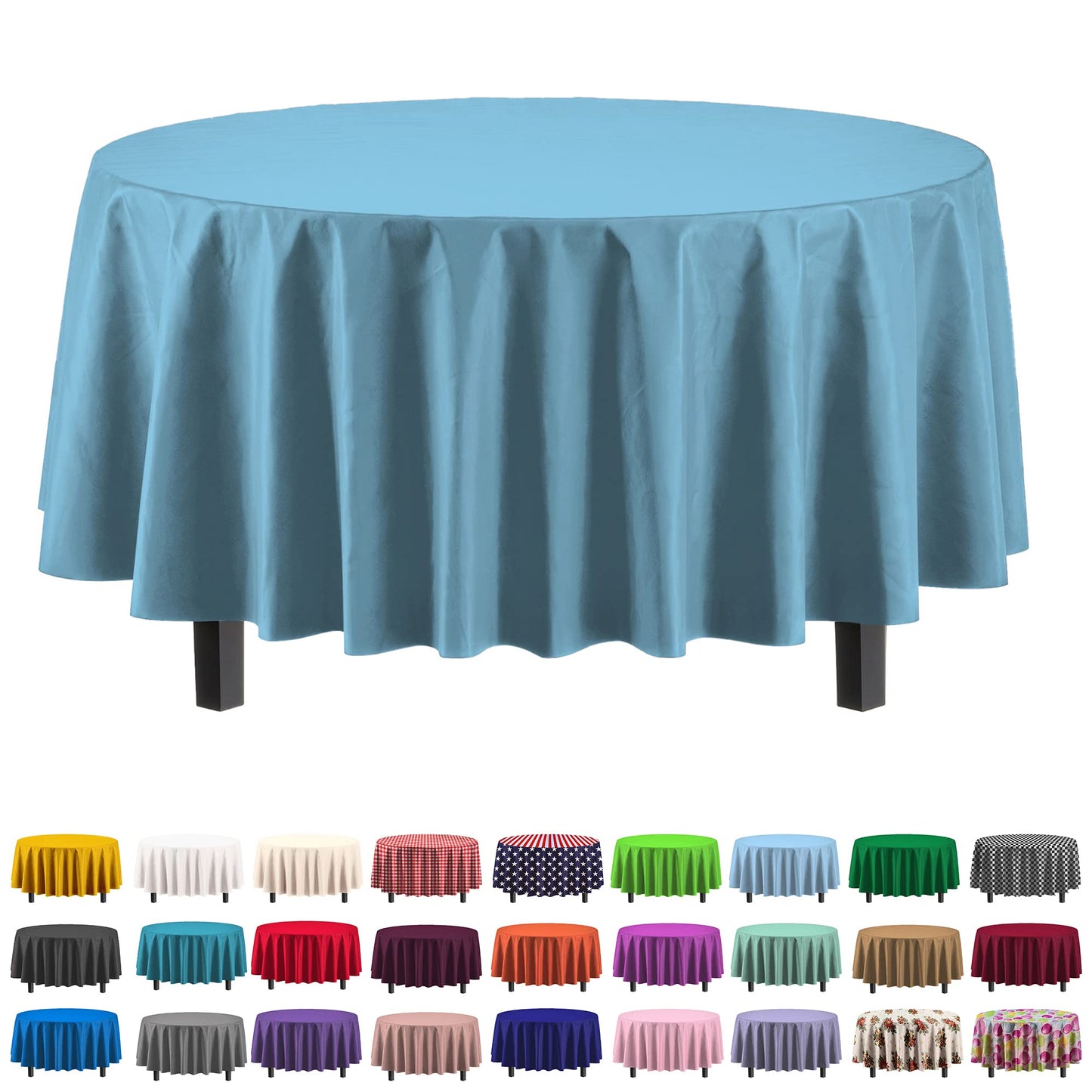 Round Sky Blue Table Cover | Case of 48