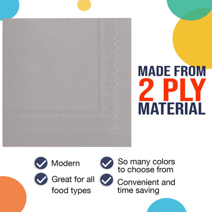 Silver Beverage Napkins -100 Ct..