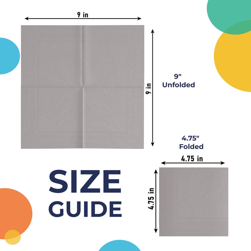 Silver Beverage Napkins -100 Ct..