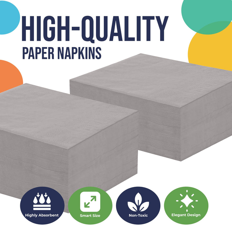 Silver Beverage Napkins -100 Ct..
