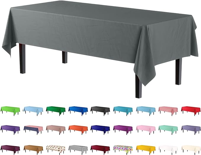 Silver Plastic Table Cover | Case of 48