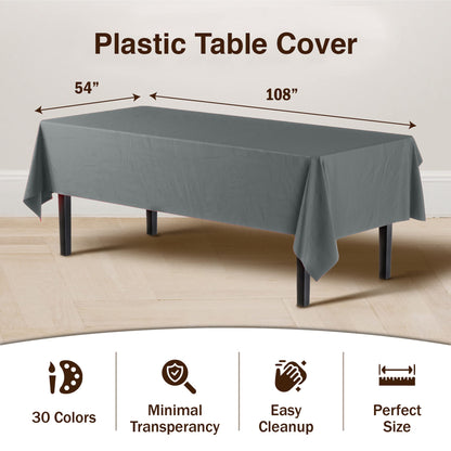 Silver Plastic Table Cover | Case of 48