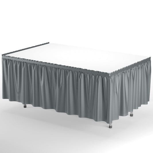 Silver Plastic Table Skirt | Case of 48