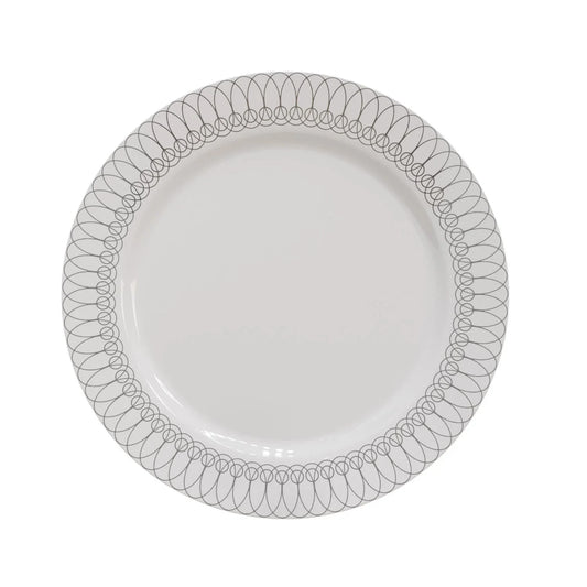 10.25 In. Silver Ovals Design Plates - 10 Ct.