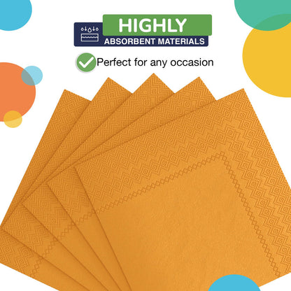 Yellow Beverage Napkins -100 Ct..
