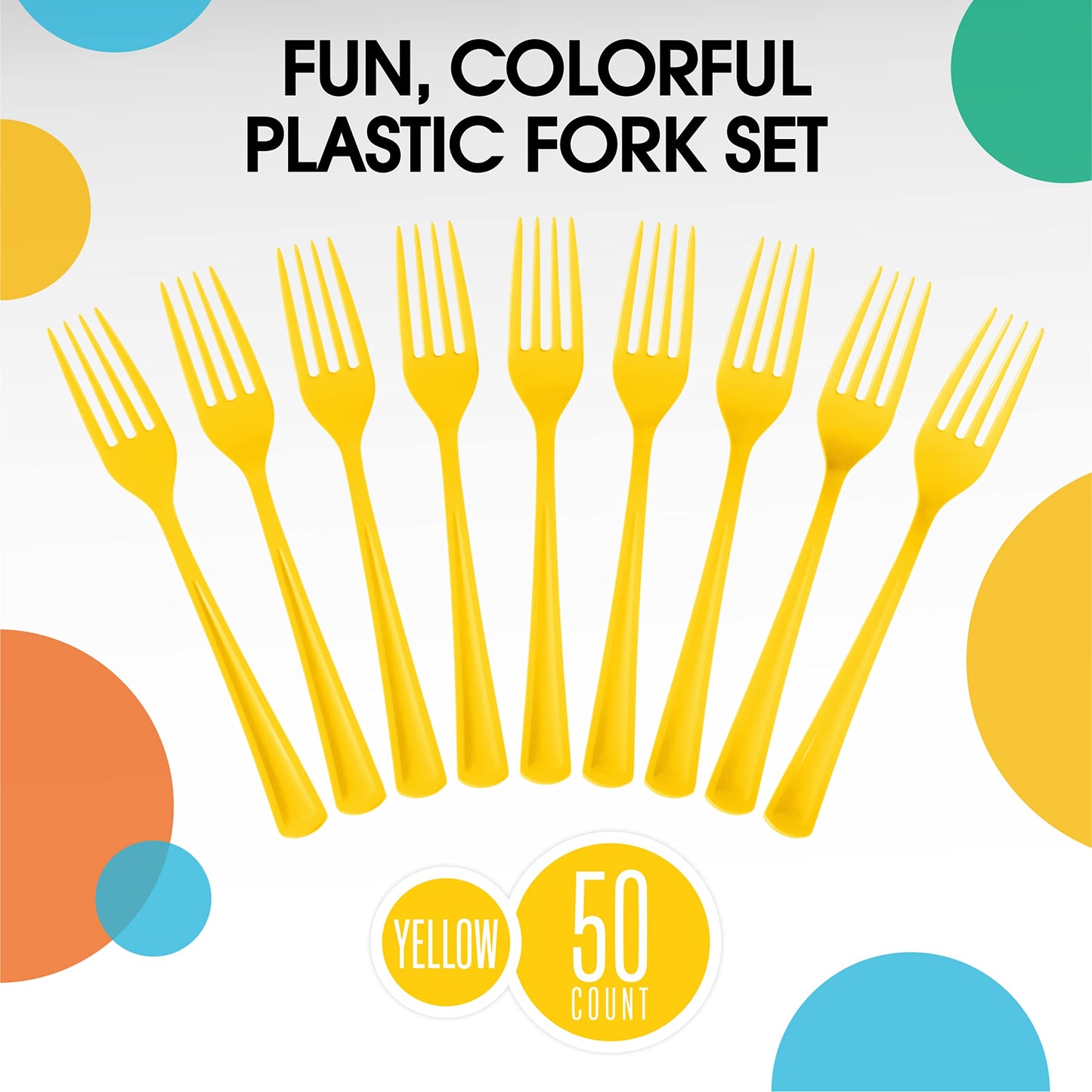 Heavy Duty Yellow Plastic Forks - 50 Ct.