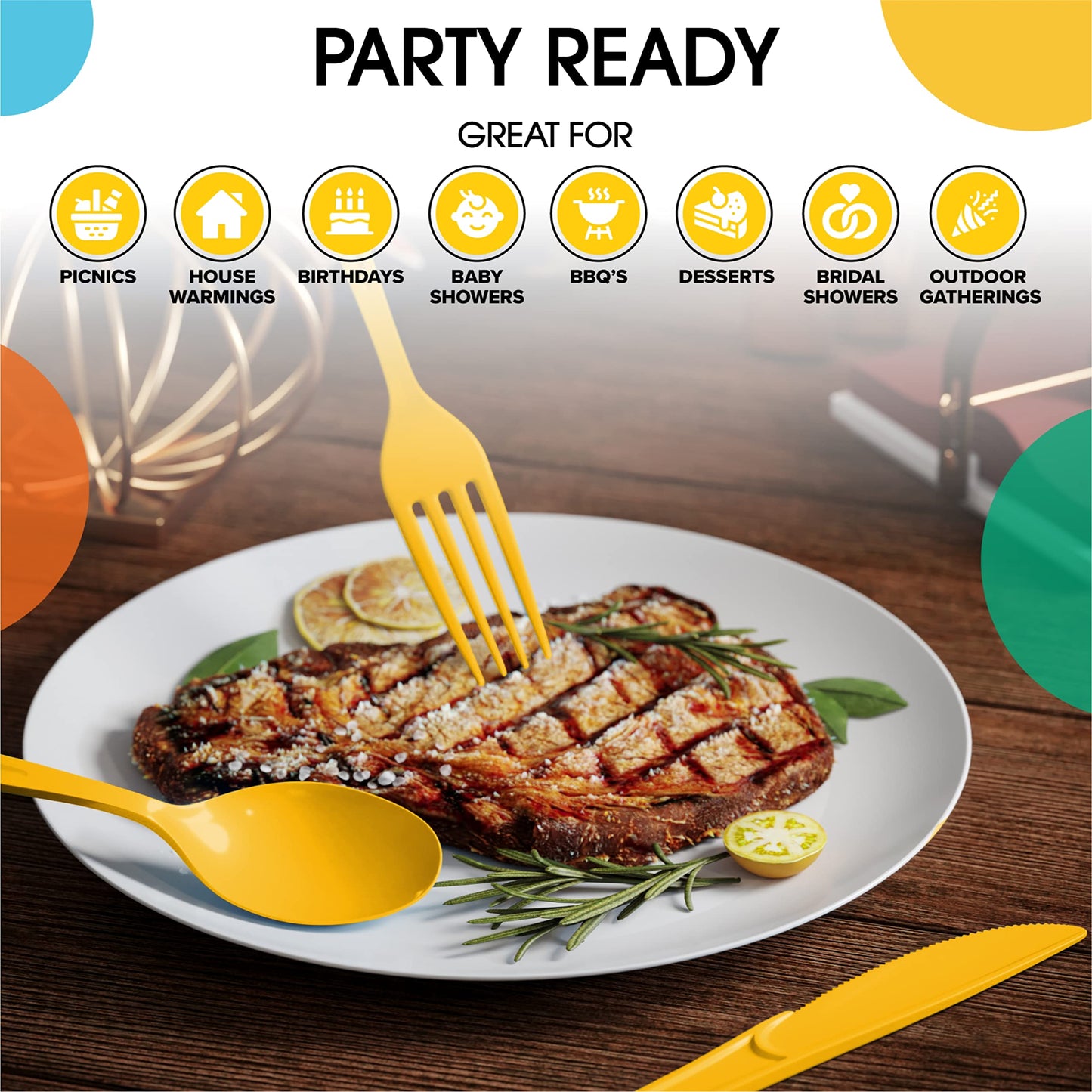 Heavy Duty Yellow Plastic Forks - 50 Ct.